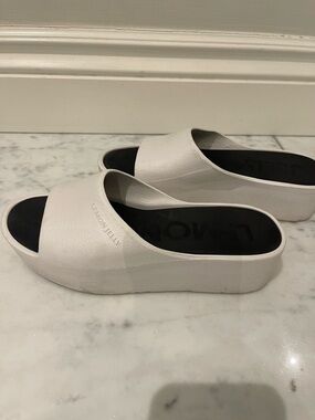White Platform Slide Sandals